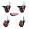 Service Caster 3'' Red Poly Wheel Swivel 7/16'' Grip Ring Stem Caster Set 2 Brakes, 4PK SCC-GR20S314-PPUB-RED-PLB-716138-2S2 - alternate 5